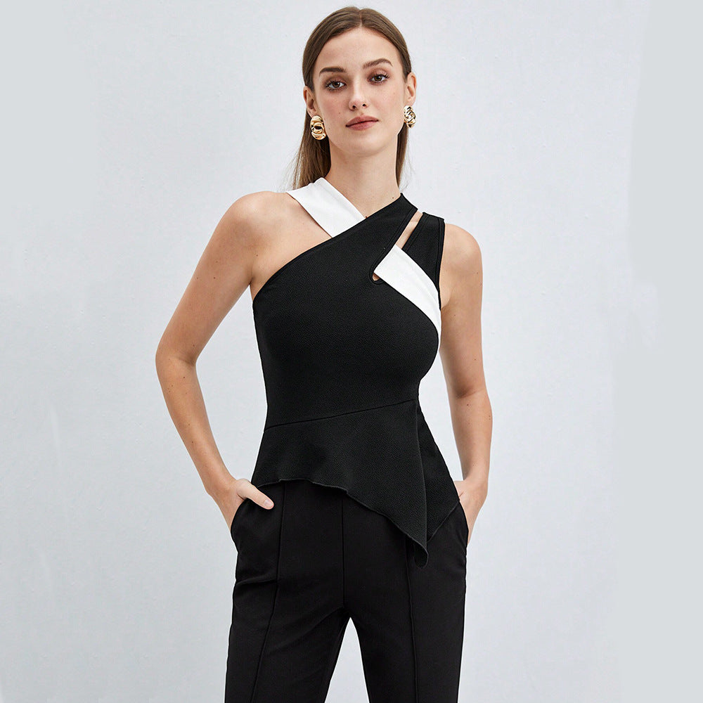 Cross-Strap Slim Fit Sleeveless Trendy Polyester Vest Top