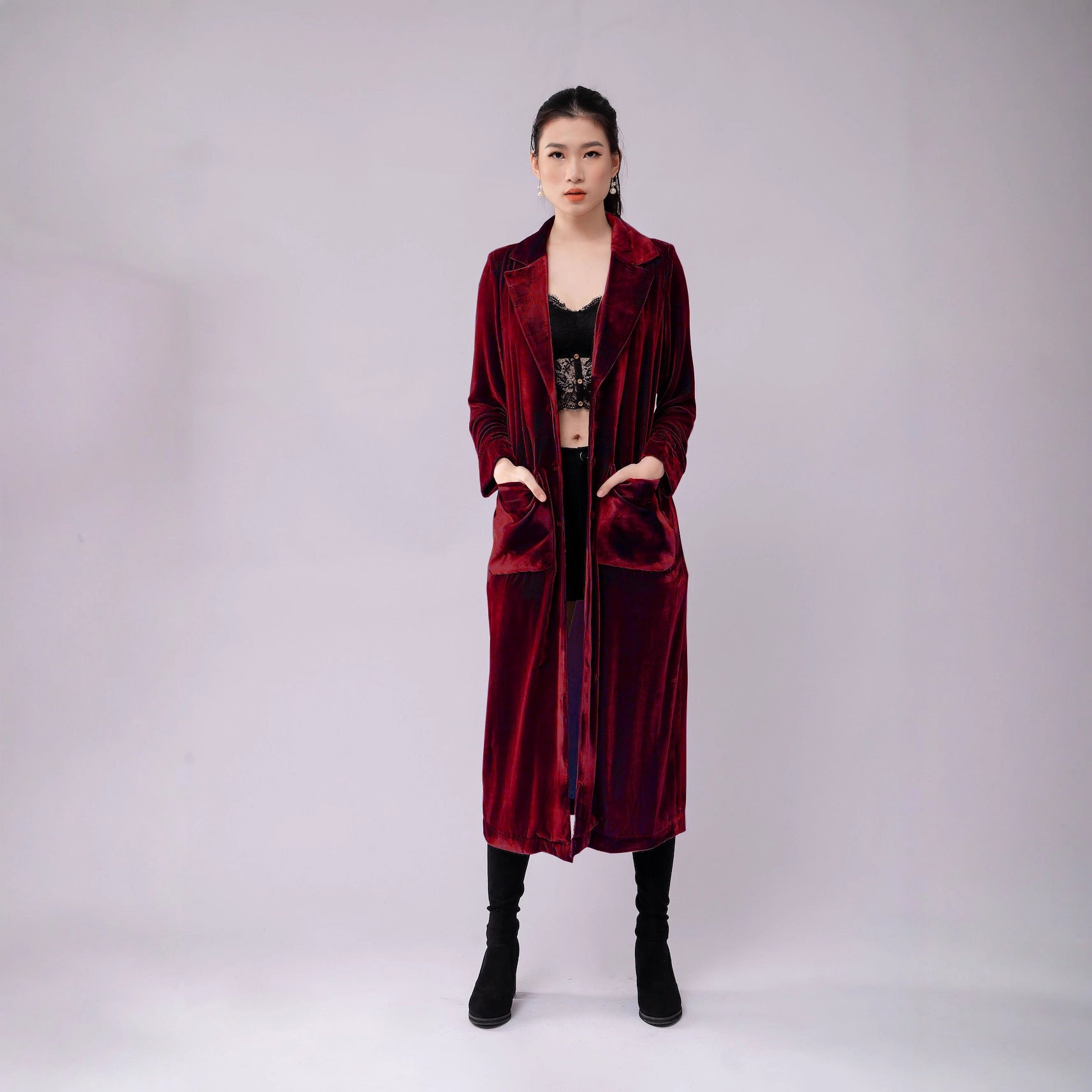 Velvet Overcoat For Women With Soft Luxe Finish And Comfort