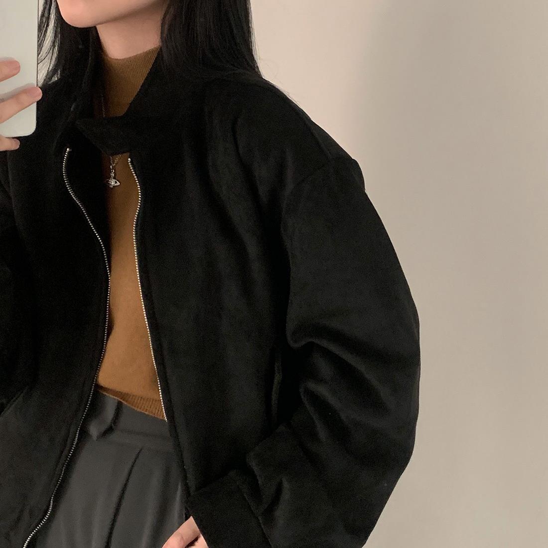 Women's Deerskin Velvet Winter Coat With Double Zipper Warm