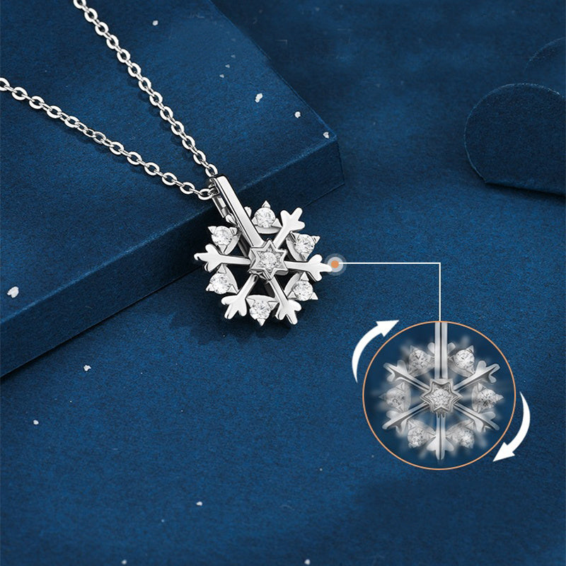 925 SIlver Glamorous Rhinestone Spinning Snowflake Women's Chain Pendant Necklace in Assorted Finishes-Theone Apparel