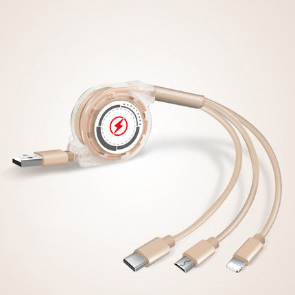 Three In One Telescopic Fast Charging Cable With Adjustable Length