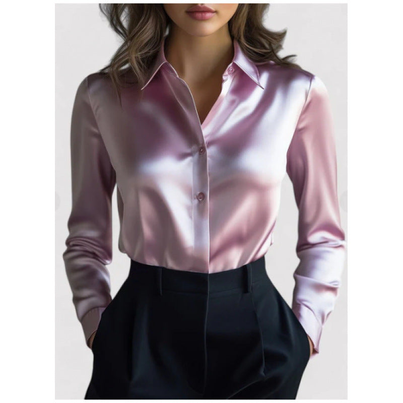 Women's Loose Fit Solid Color Everyday Casual Long Sleeve Shirt