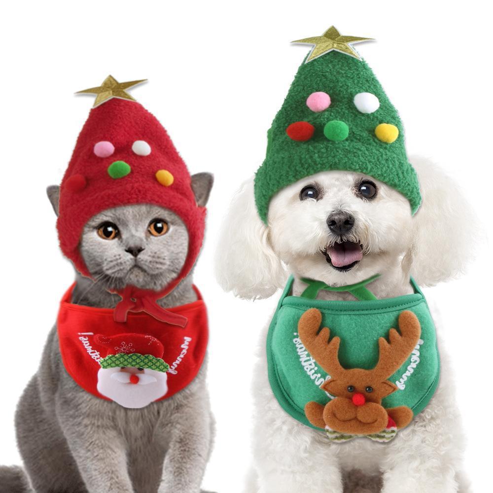Adorable Pet Christmas Outfits with Stars and Puffballs-Theone Apparel