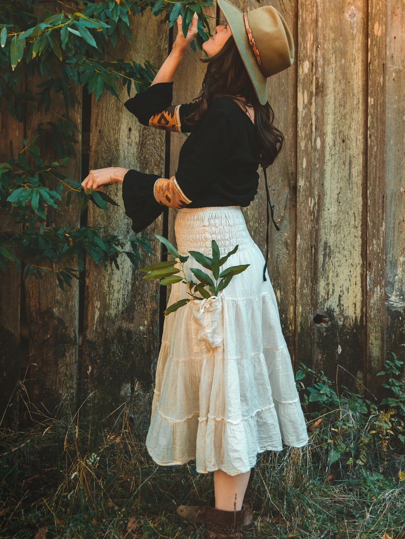 Bohemian Loose Solid Skirt For Relaxed Everyday Comfort-White-Theone Apparel