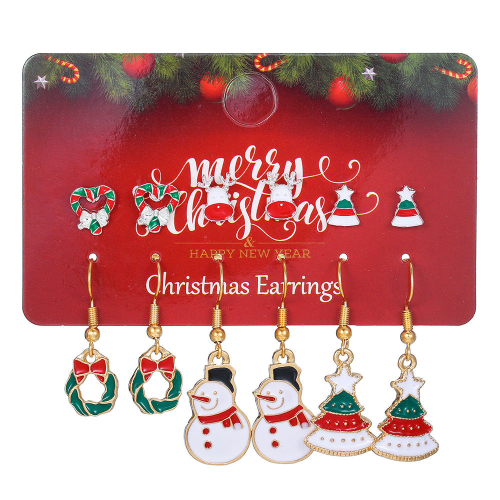 Christmas Themed Colorful Enamel Stud Back Earrings in Various Styles-Theone Apparel