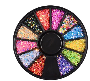 Circular Glittering Fake Jewel Nail Accessories for DIY Nails-Muti-Color-Theone Apparel