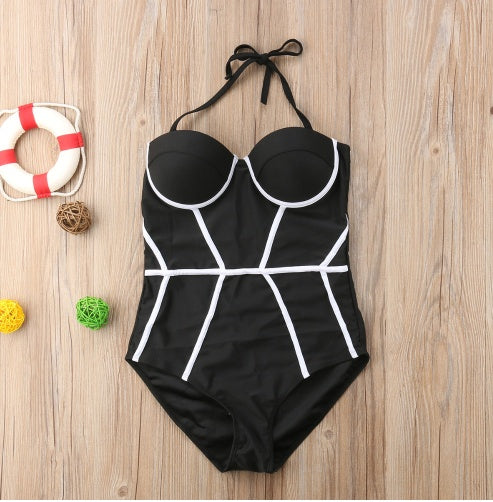 Classic One-Piece Swimsuit for Timeless Beach Elegance and Comfort-Black-Theone Apparel