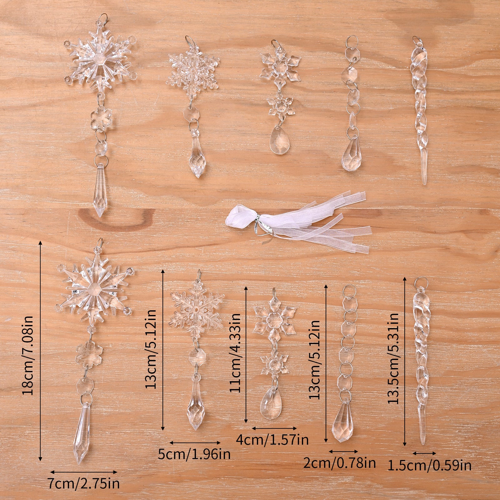 Crystal Clear Transparent Hanging Acrylic Beaded Snowflake Decorations-Theone Apparel