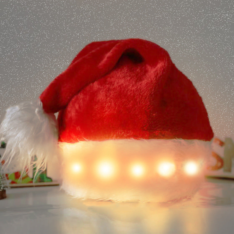 Cute Christmas Santa Hats with Built In Colorful LED Lights-Warm light-Theone Apparel