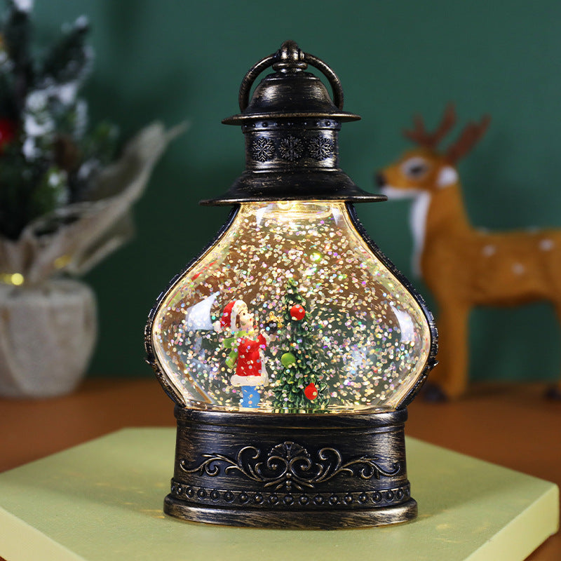 Cute Old Fashioned Christmas Snowglobe with Iron Wrought-Look-Christmas Tree-Theone Apparel