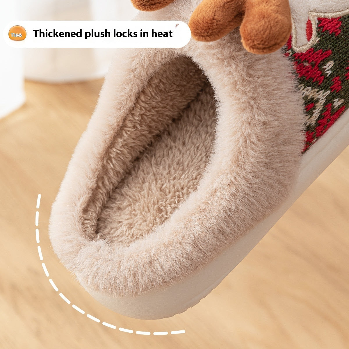 Durable and Soft 3D Reindeer House Shoes with Traction Soles-Theone Apparel