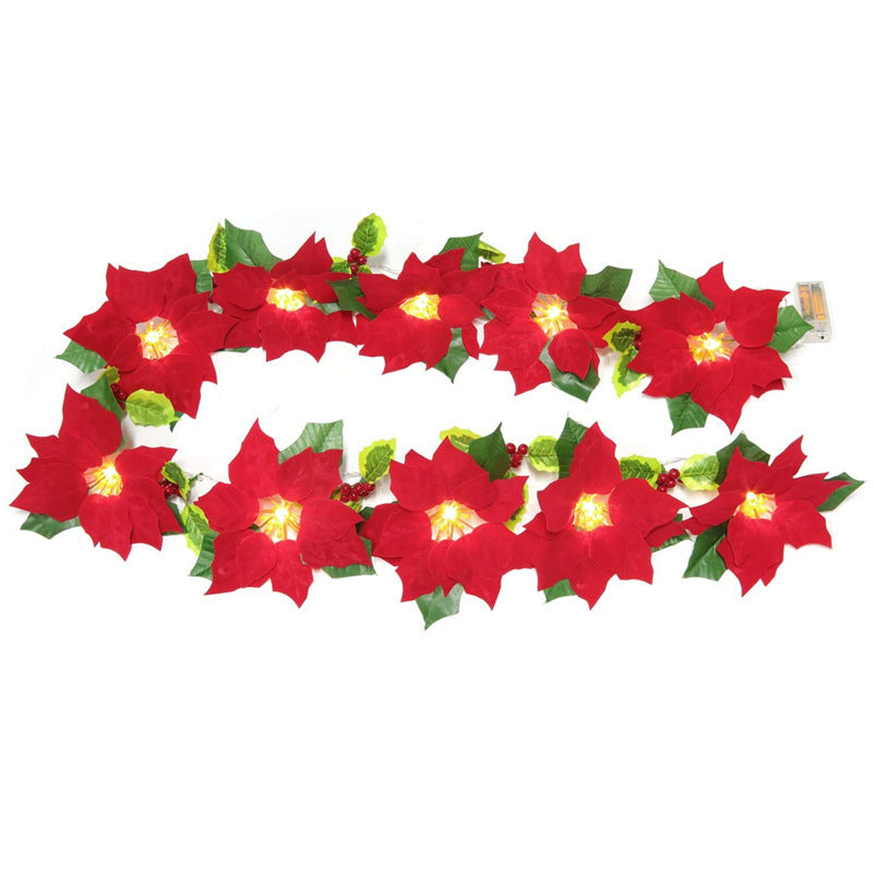 Elegant Christmas Red and Green Floral Garland Decoration-Theone Apparel