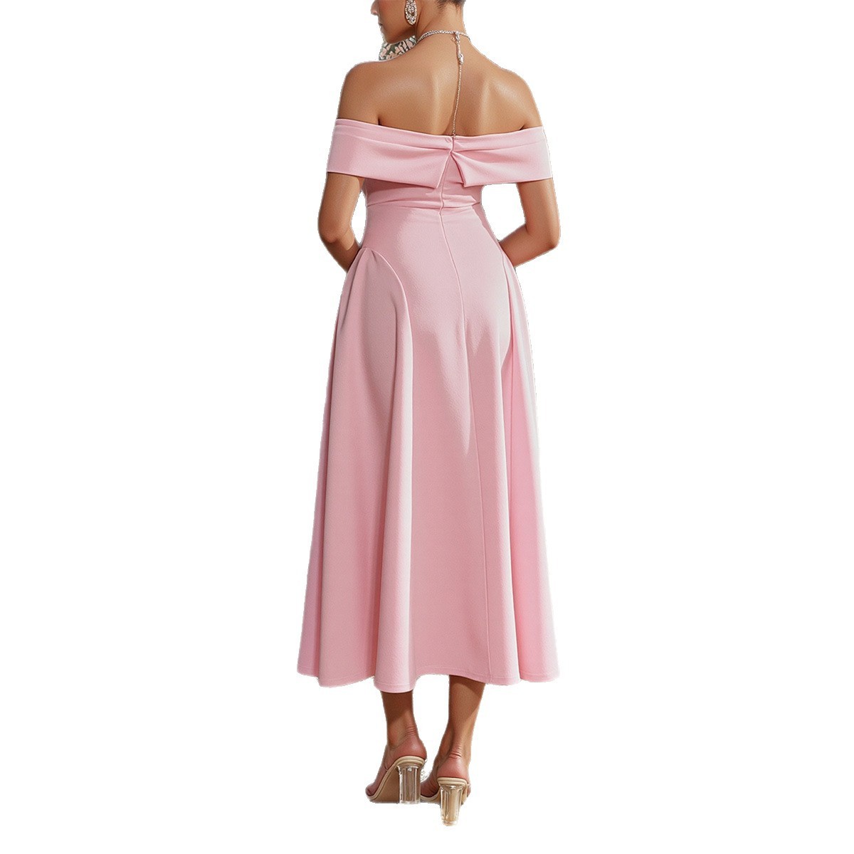 Elegant Off-Shoulder Tube Top Dress with Chic Silhouette-Theone Apparel