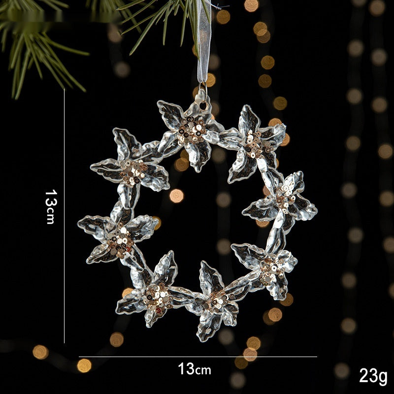 Elegant Sequined Clear Acrylic Hanging Ornament Decorations with Ribbon-Garland-Theone Apparel