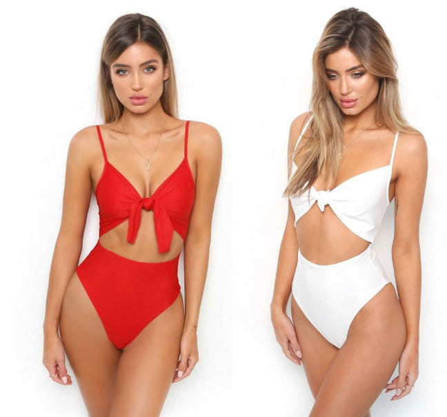 Explosion Model Tie-Knot One-Piece Swimsuit with Padded Chest Support-Theone Apparel