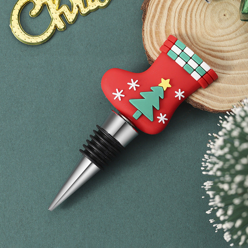 Festive Christmas-Themed PVC & Aluminum Wine Bottle Stopper in Assorted Styles-Style 6-Theone Apparel