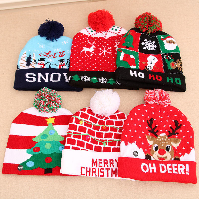 Festive Winter Christmas Toboggan Hat with Puffball-Theone Apparel