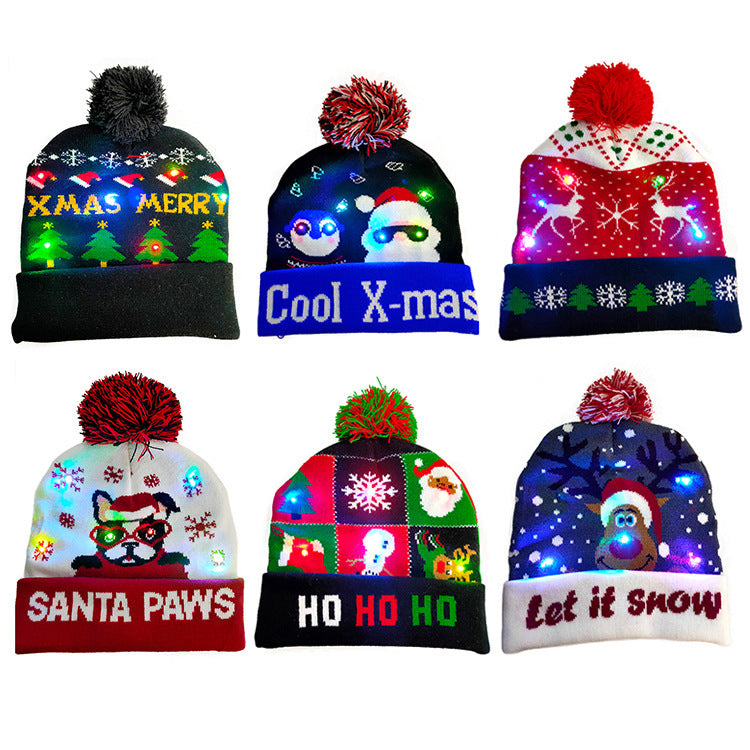 Festive Winter Christmas Toboggan Hat with Puffball-Theone Apparel