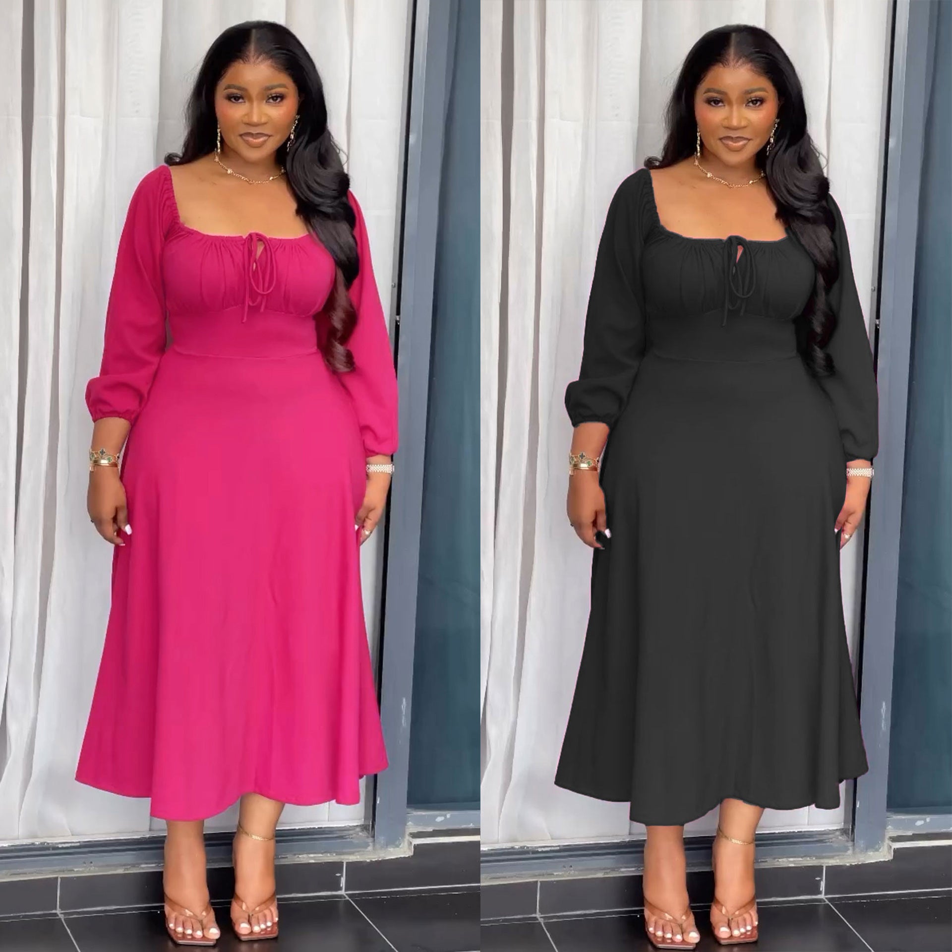 Flattering Cinched Waist A-Line Dress with Timeless Grace-Theone Apparel