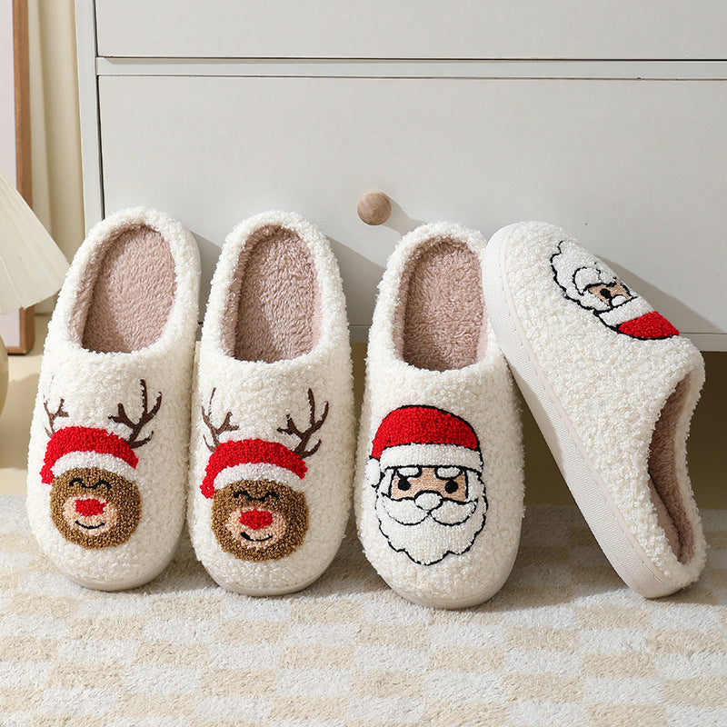 Fleece Lined Soft Slip On Closed Toe House Shoes for Christmas-Theone Apparel