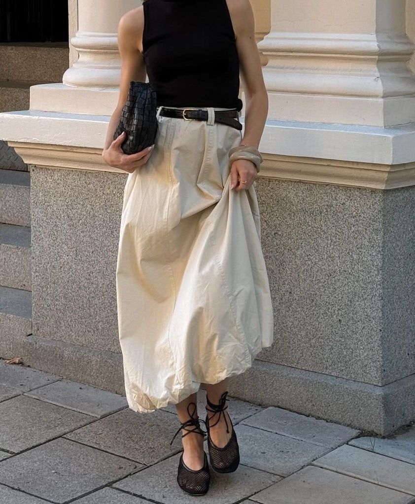 French Inspired Street Style Skirt With Simple Elegance-Apricot-Theone Apparel