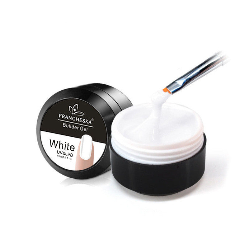 Gel Nail Extensions in Multiple Colors with Pot and Brush-White-Theone Apparel