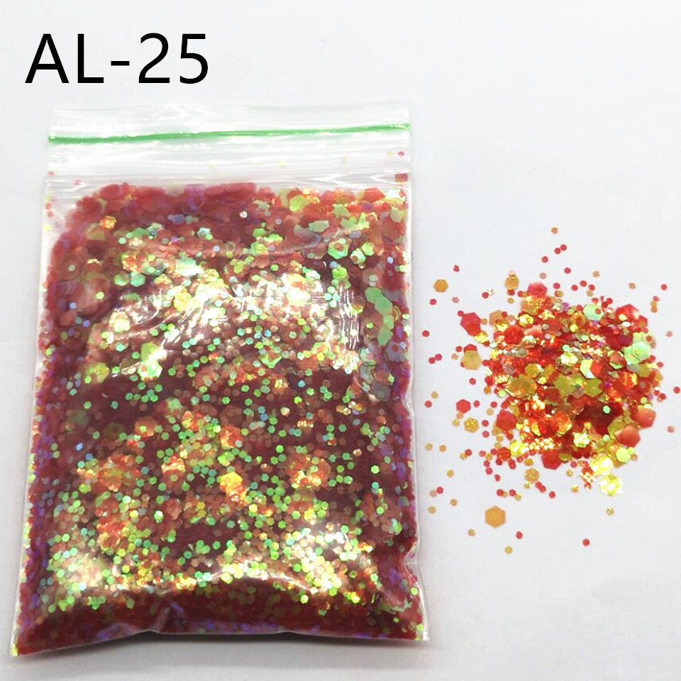 Glittery Sequin Nail Powder for Nail Art and Decoration-AL Magic Color Red-Theone Apparel
