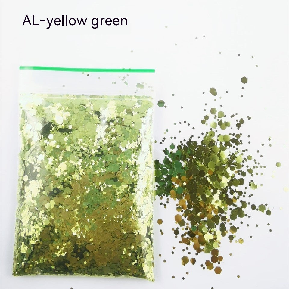 Glittery Sequin Nail Powder for Nail Art and Decoration-AL Yellow Green-Theone Apparel