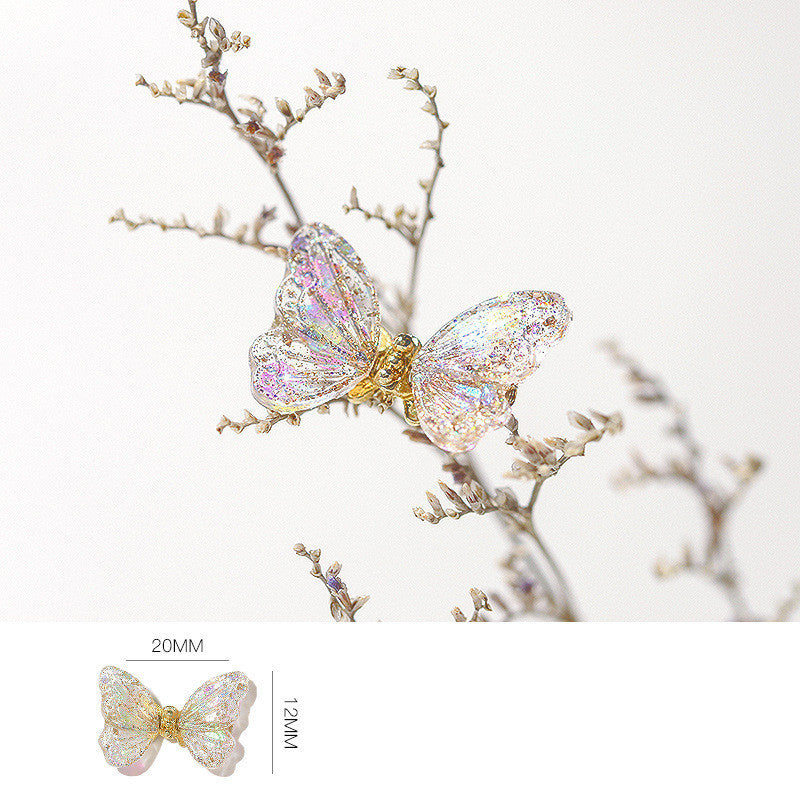 Glittery Transparent Butterfly Nail Charm in Multiple Colors-Design B-Theone Apparel