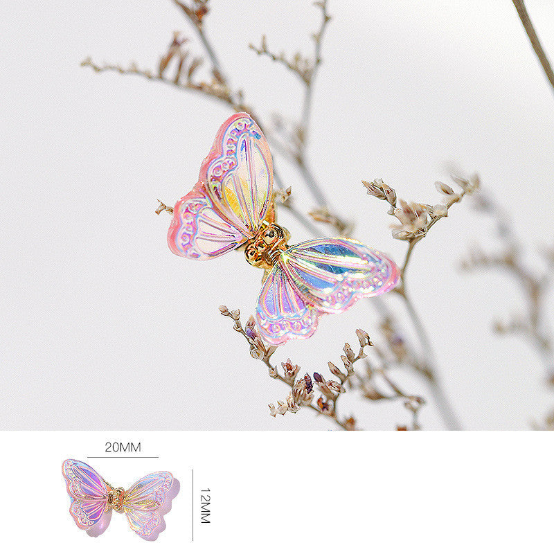 Glittery Transparent Butterfly Nail Charm in Multiple Colors-Design D-Theone Apparel
