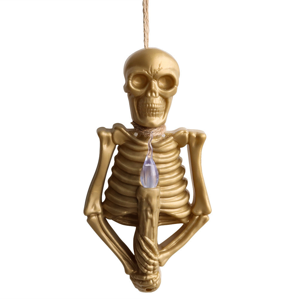 Gold or Silver Skeleton Wall Sconce with Spooky Red Light-Theone Apparel