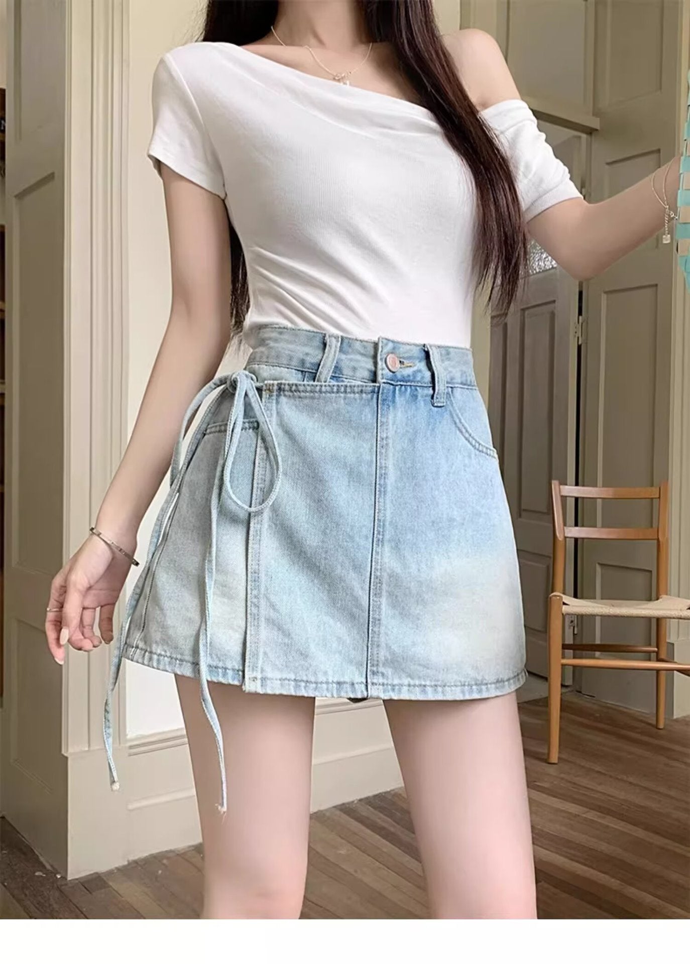 High Waist Denim Skirt Shorts For Playful Summer Outfits-Theone Apparel