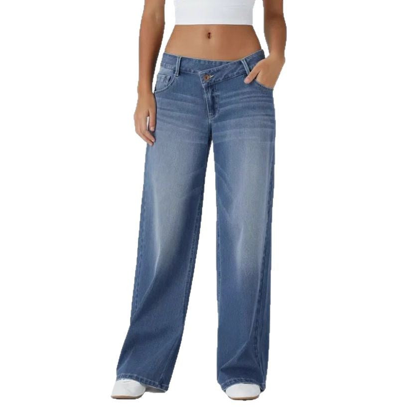 High Waist Straight Jeans with European-American Flair-Theone Apparel