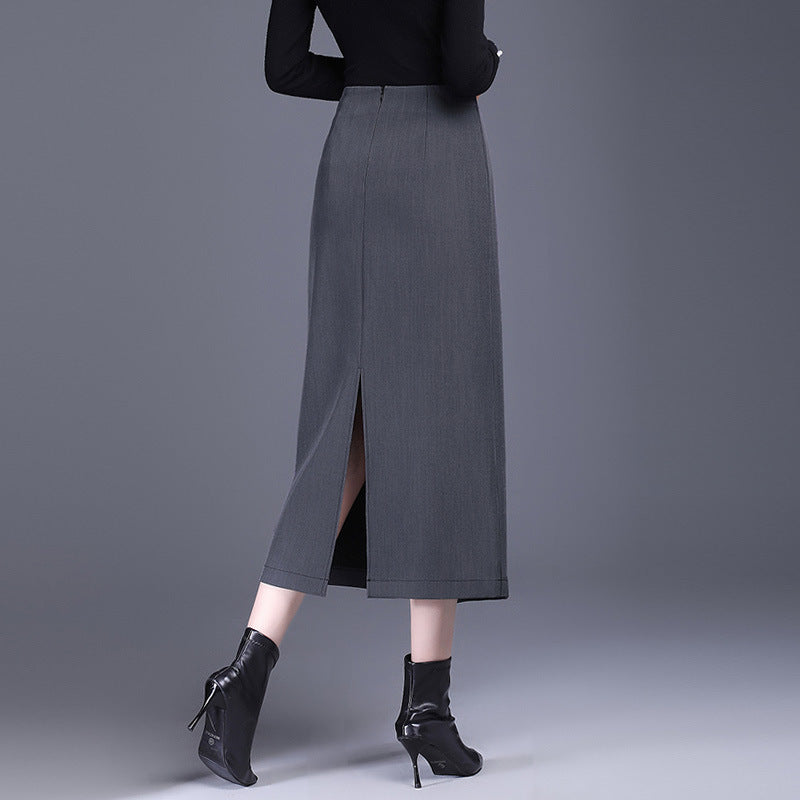Irregular Straight Sheath Skirt With Draped Split Design-Theone Apparel