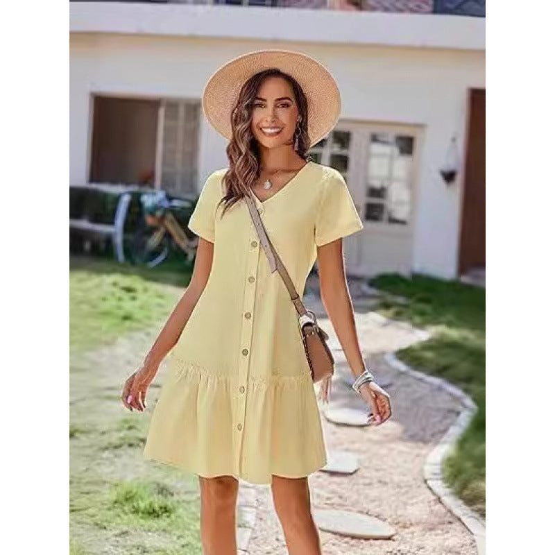 Loose Cotton-Linen Summer Dress for Breezy Casual Comfort-Theone Apparel