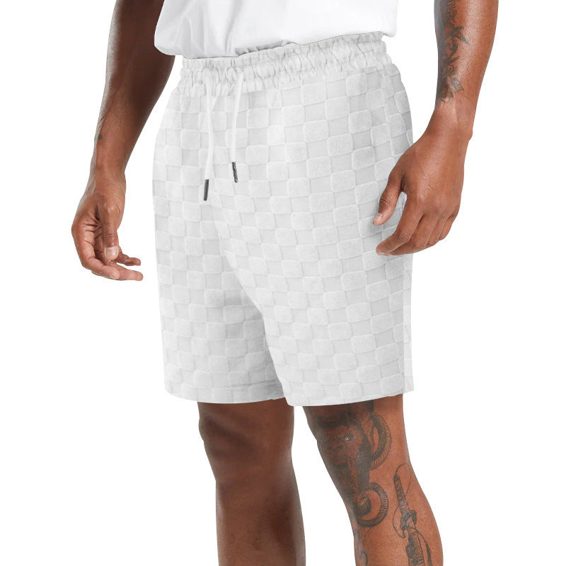 Loose-Fit Checkerboard Plaid Shorts for Casual Active Days-White-Theone Apparel