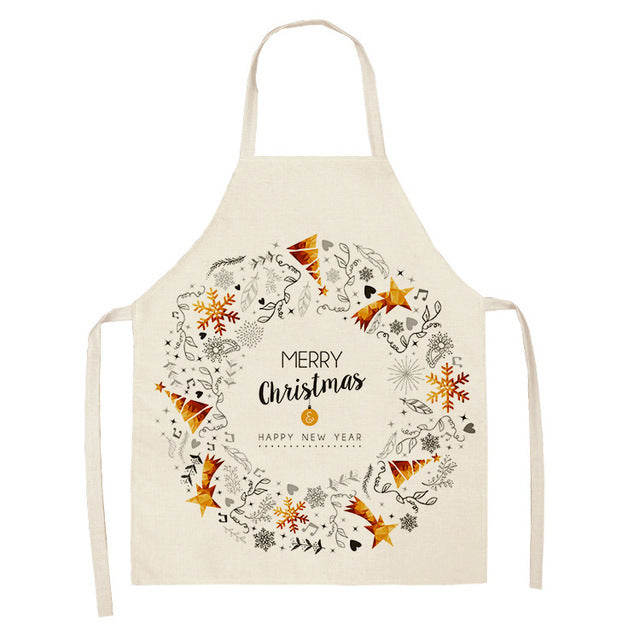 Merry Christmas Cotton-Linen Blend Self-Tie Adjustable Apron in Assorted Styles-Theone Apparel