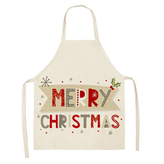 Merry Christmas Cotton-Linen Blend Self-Tie Adjustable Apron in Assorted Styles-Theone Apparel