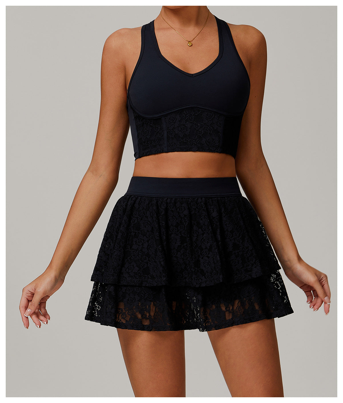 Mesh Lace Yoga Skirt For Breathable Active Comfort-Theone Apparel