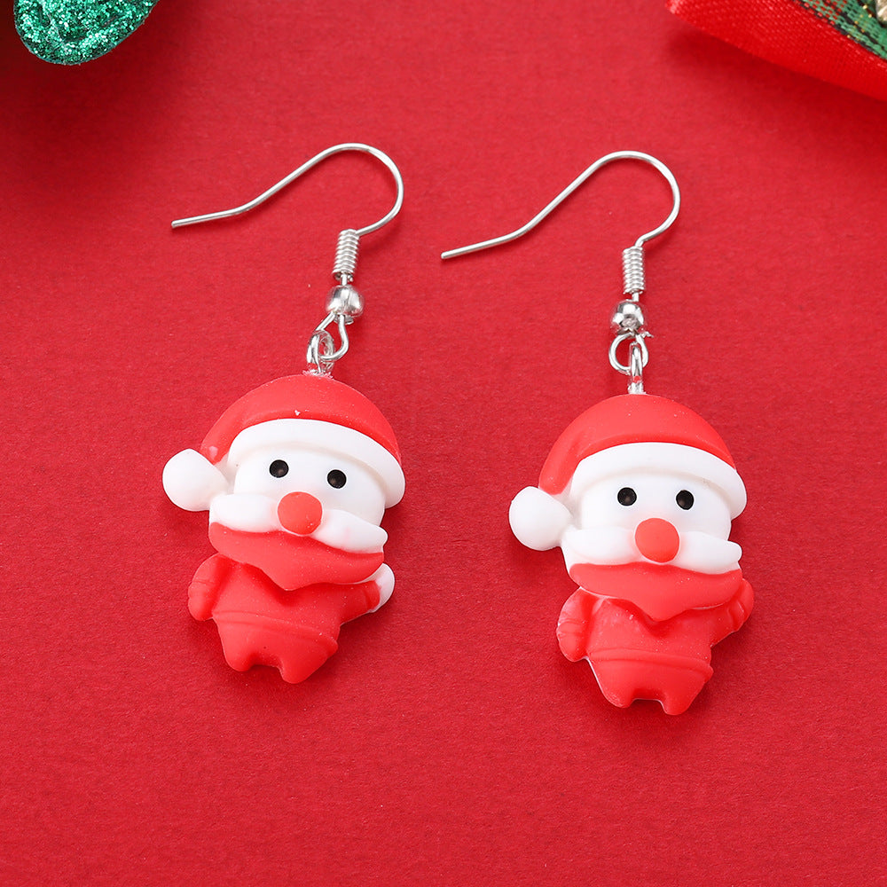 Playful Novelty Fish-Hook Christmas Dangle Earrings for Women & Kids in Assorted Styles-Santa Claus-Theone Apparel