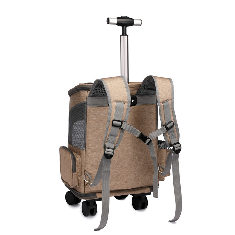 Portable Folding Trolley Pet Backpack With Smooth Rolling Wheels-Theone Apparel