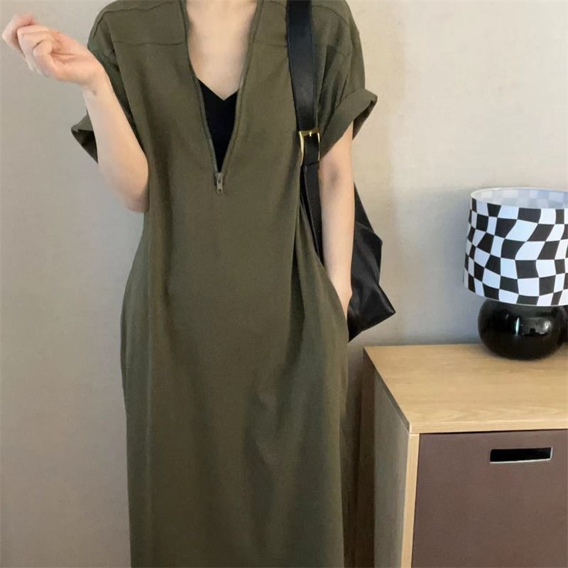 Premium Retro Hepburn Style Dress with Zipper Closure-Theone Apparel