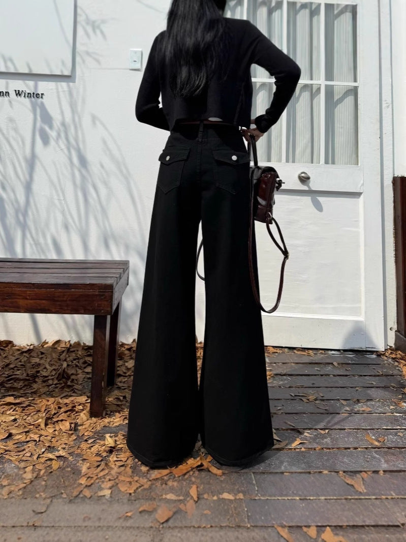Retro High Waist Wide-Leg Jeans for Everyday Style-Theone Apparel