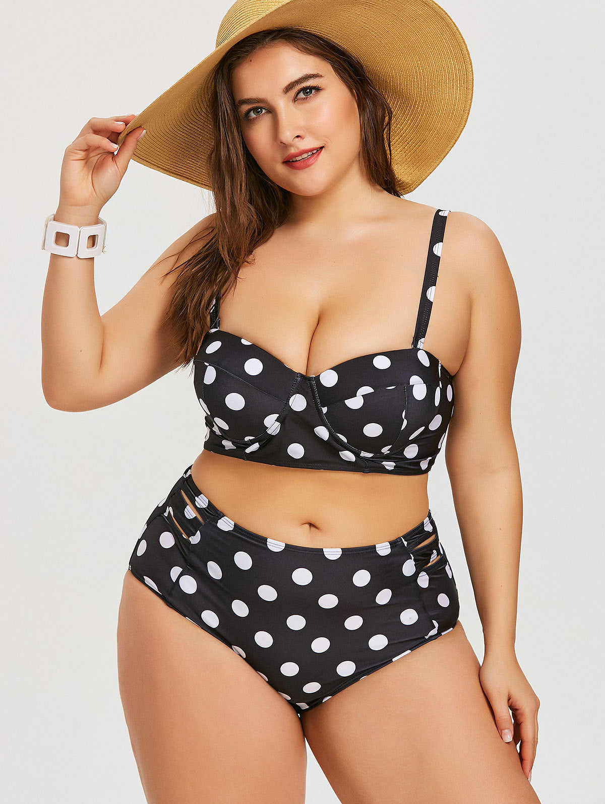 Retro Polka Dot High-Waist Bikini for Vintage Appeal-Theone Apparel