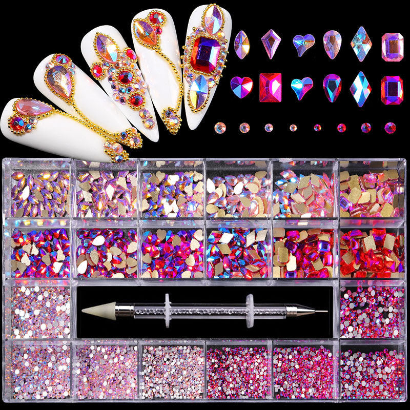 Set of 21 Boxes of Nail Art and 3D Designs-Pink and red-Theone Apparel