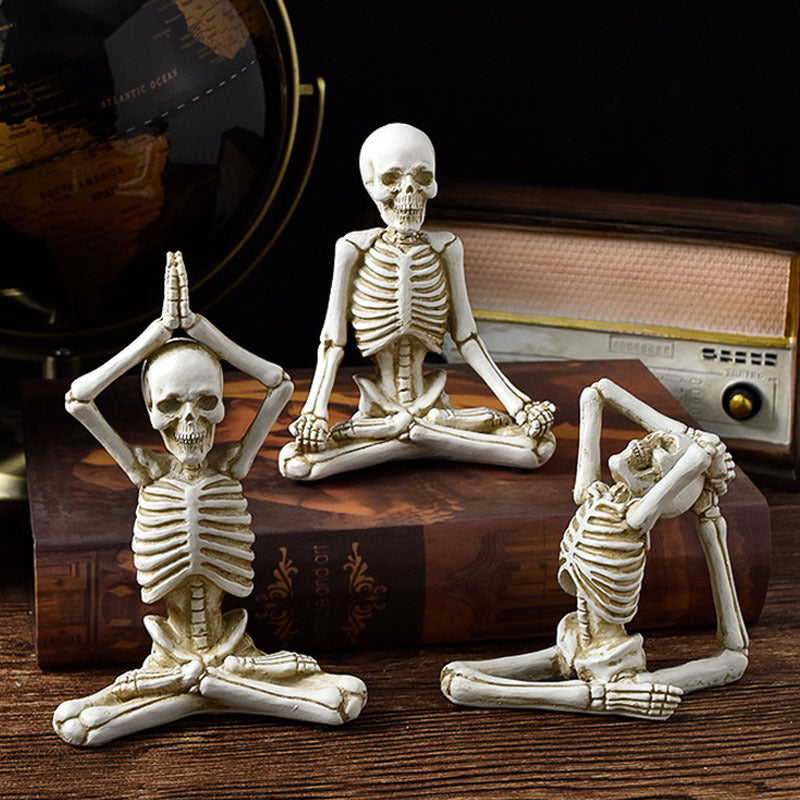 Skeleton in Yoga Poses Halloween Decorations with Non-Slip Base-Theone Apparel