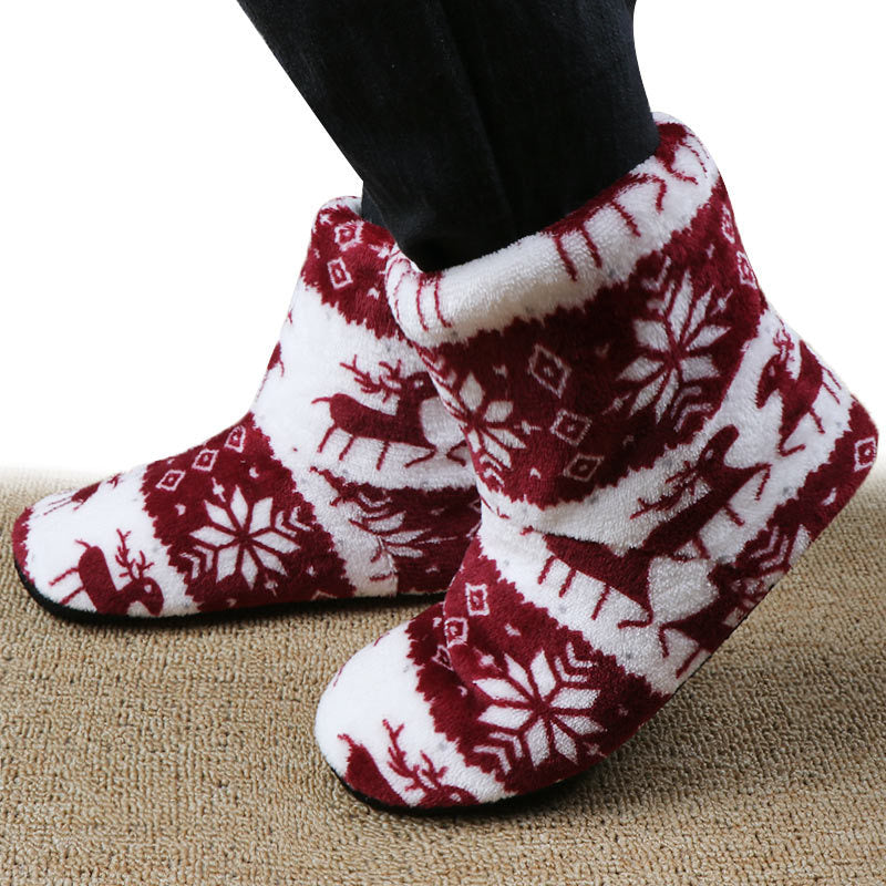 Soft Ankle Height House Slipper Booties in Various Patterns and Colors-Theone Apparel