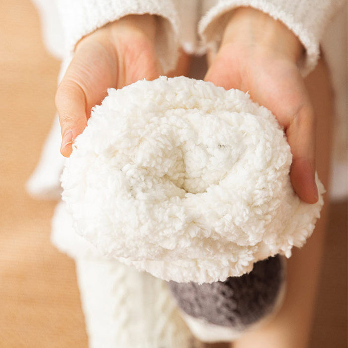 Soft Knit Style Christmas Wintry Design Thick Socks in Red or Gray-Theone Apparel