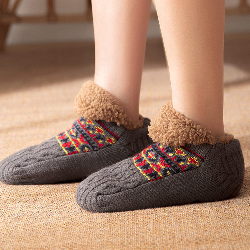 Soft and Thick Winter Footie Socks with Traction Balls-Theone Apparel