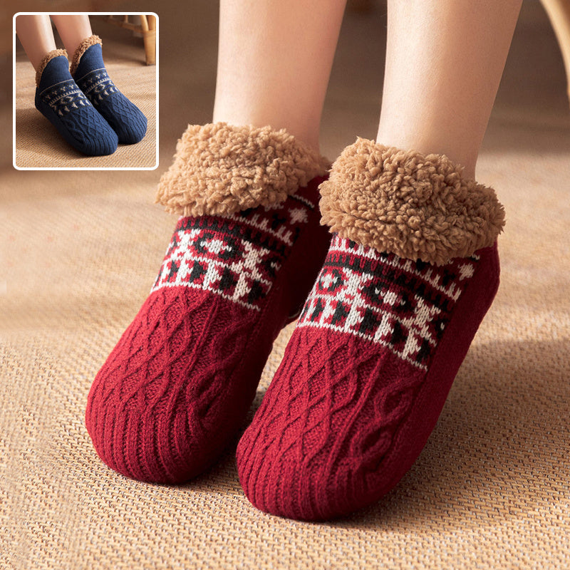 Soft and Thick Winter Footie Socks with Traction Balls-Theone Apparel